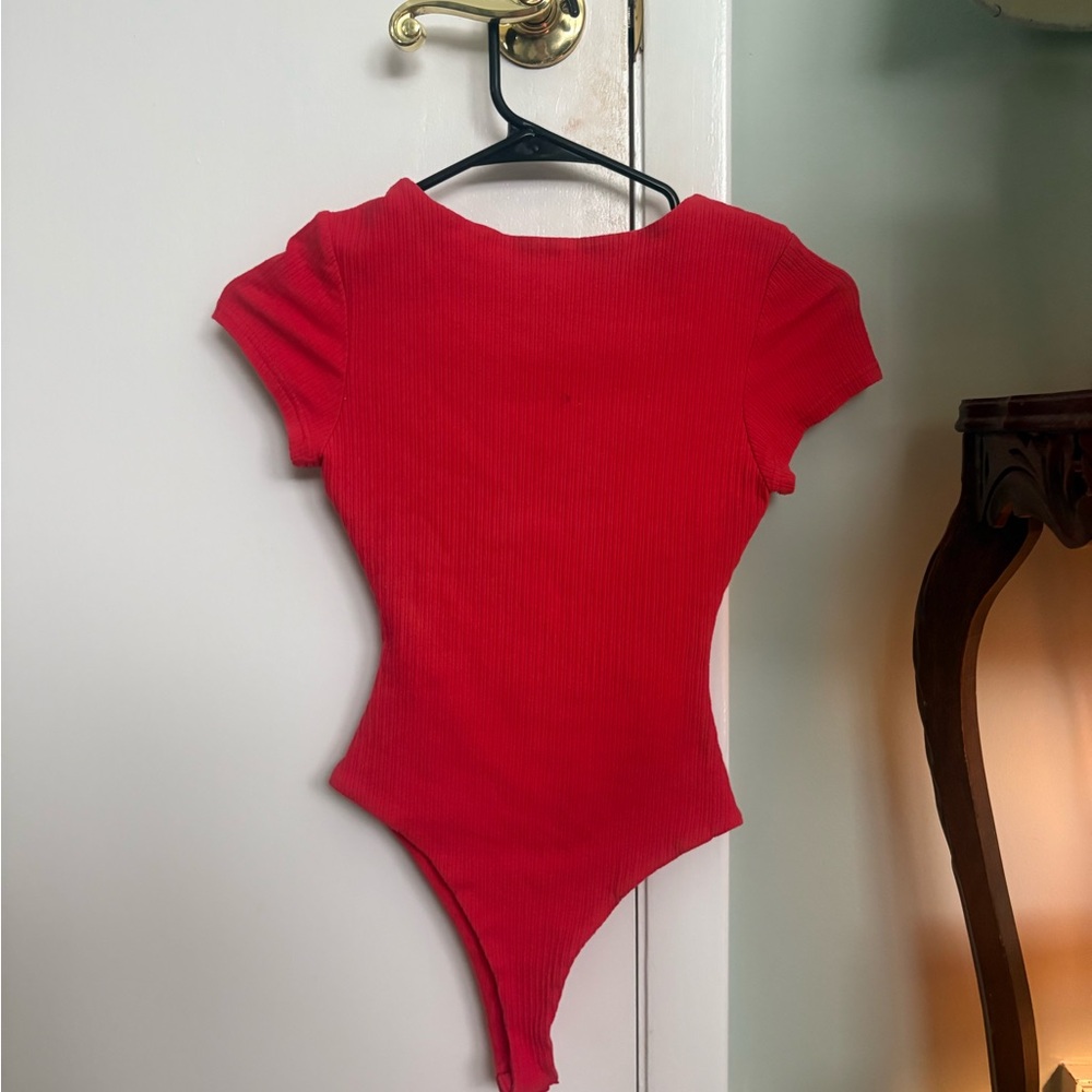 Princess Polly Red Ribbed Bodysuit - Picture 3 of 3